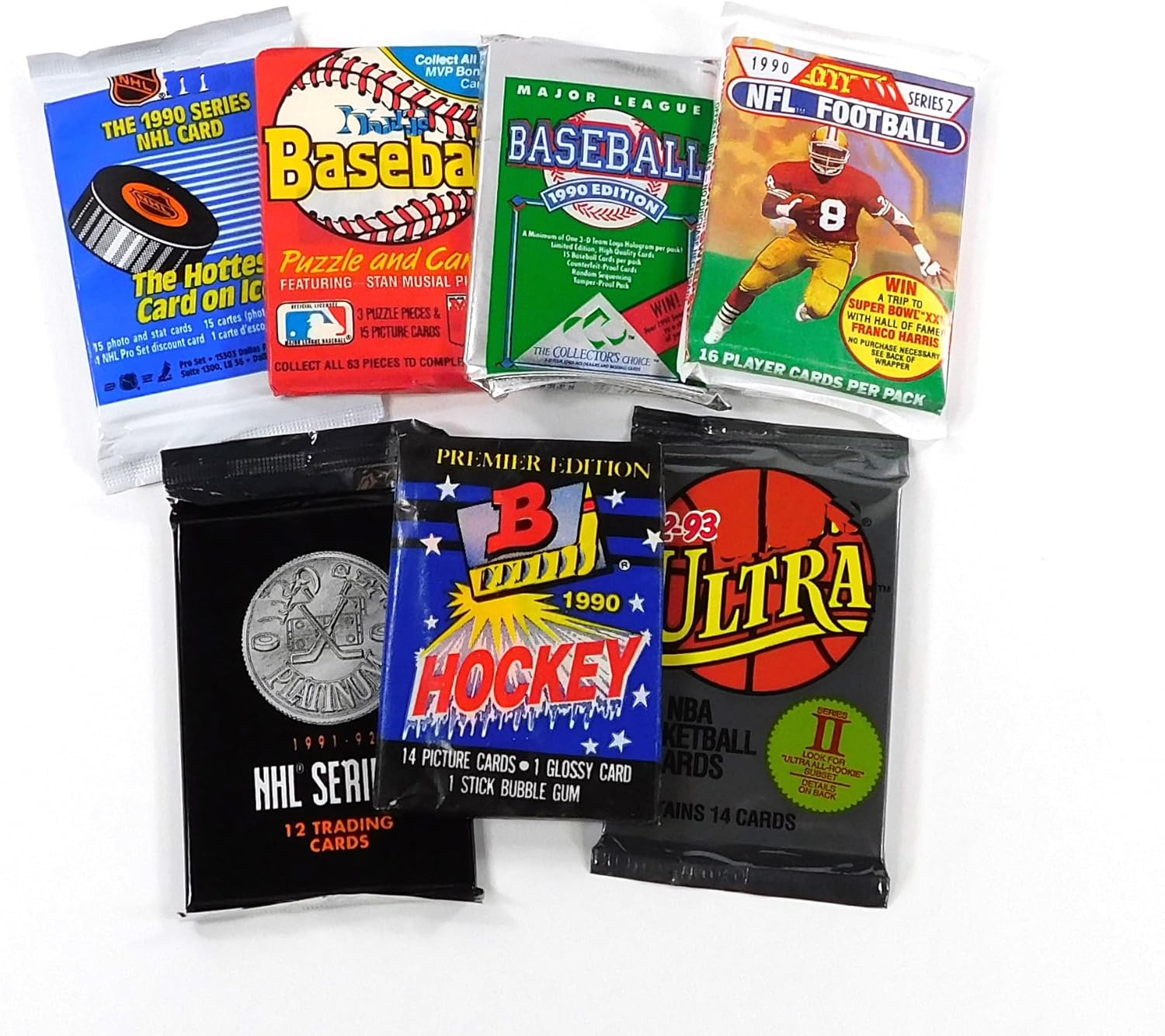 Vintage Multi-Sport Sealed Pack Lot - Assortment of Baseball Football Basketball and Hockey Trading Cards