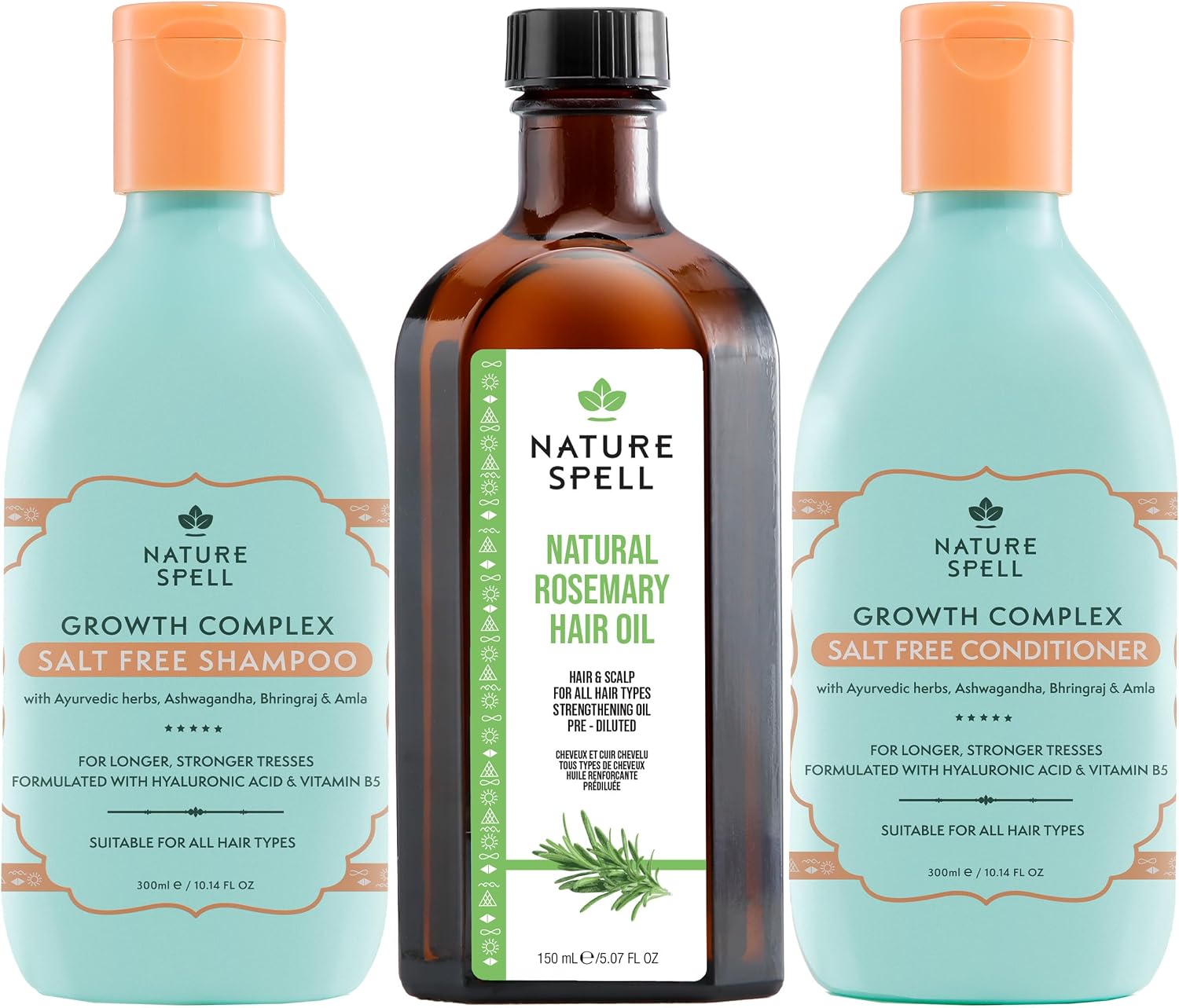 Nature Spell Hair Growth Trio, Pre-Diluted Rosemary Oil