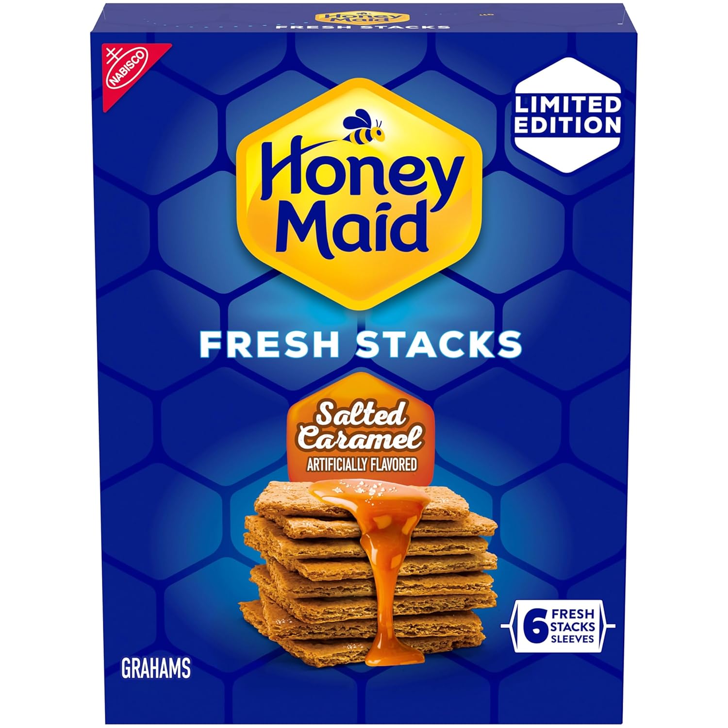 HONEY MAID Fresh Stacks Salted Caramel Graham Crackers, Limited Edition, Travel Snacks, 12.2 oz (6 Multi Snack Packs)