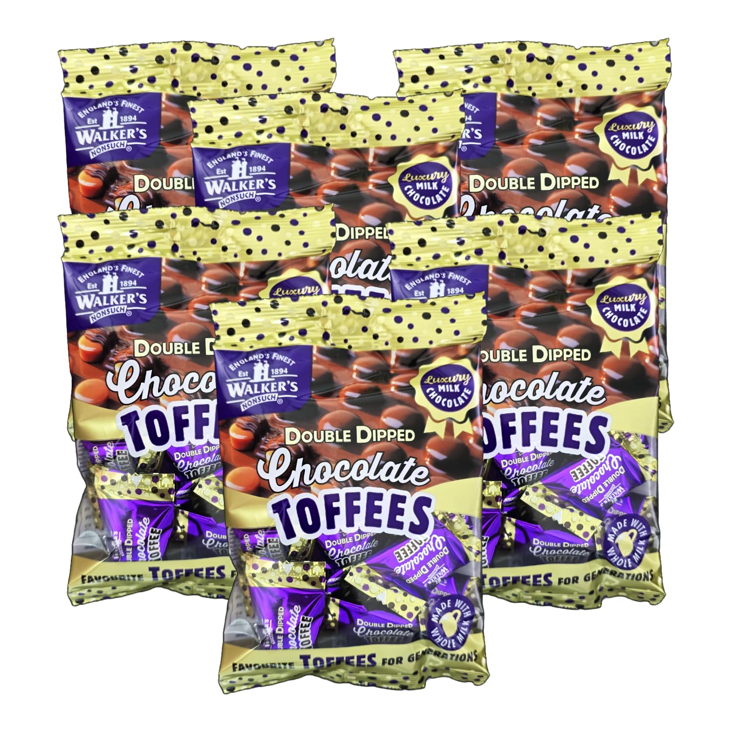 Walker's Nonsuch Double Dipped Chocolate Toffees 135g - 6 Pack in Premier Life Store Box