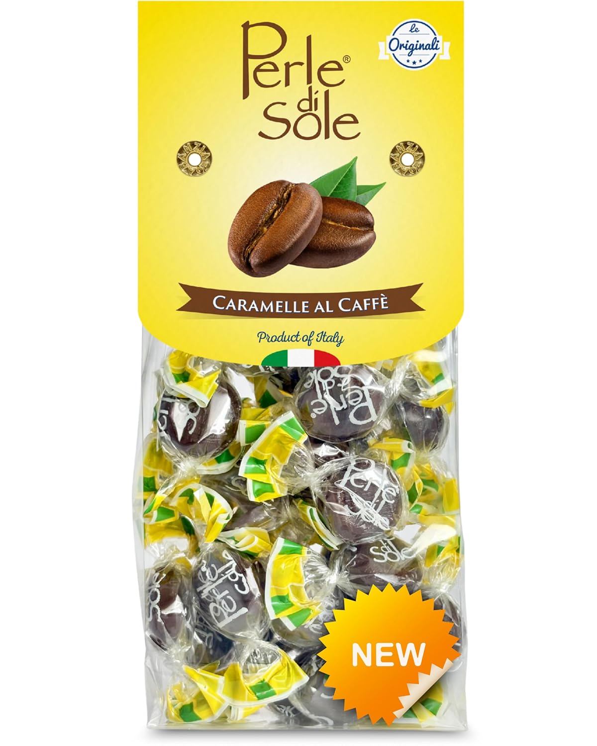 Perle di Sole Italian Coffee Candy - Hard Coffee Candy Individually Wrapped - Made in Italy Gourmet Hard Candies - Italian Candies - Amalfi Coast Gifts for Espresso Lovers - Caffè Flavored Treats