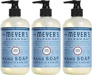 MRS. MEYER'S CLEAN DAY Hand Soap, Made with Essential Oils, Biodegradable Formula, Rain Water, 12.5 fl. oz - Pack of 3