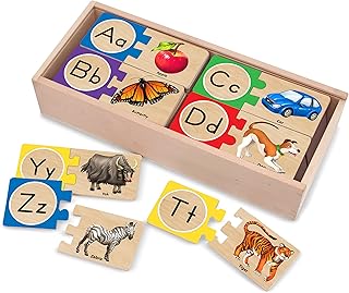 Melissa & Doug Self-Correcting Alphabet Wooden Puzzles With Storage Box (52 pcs)