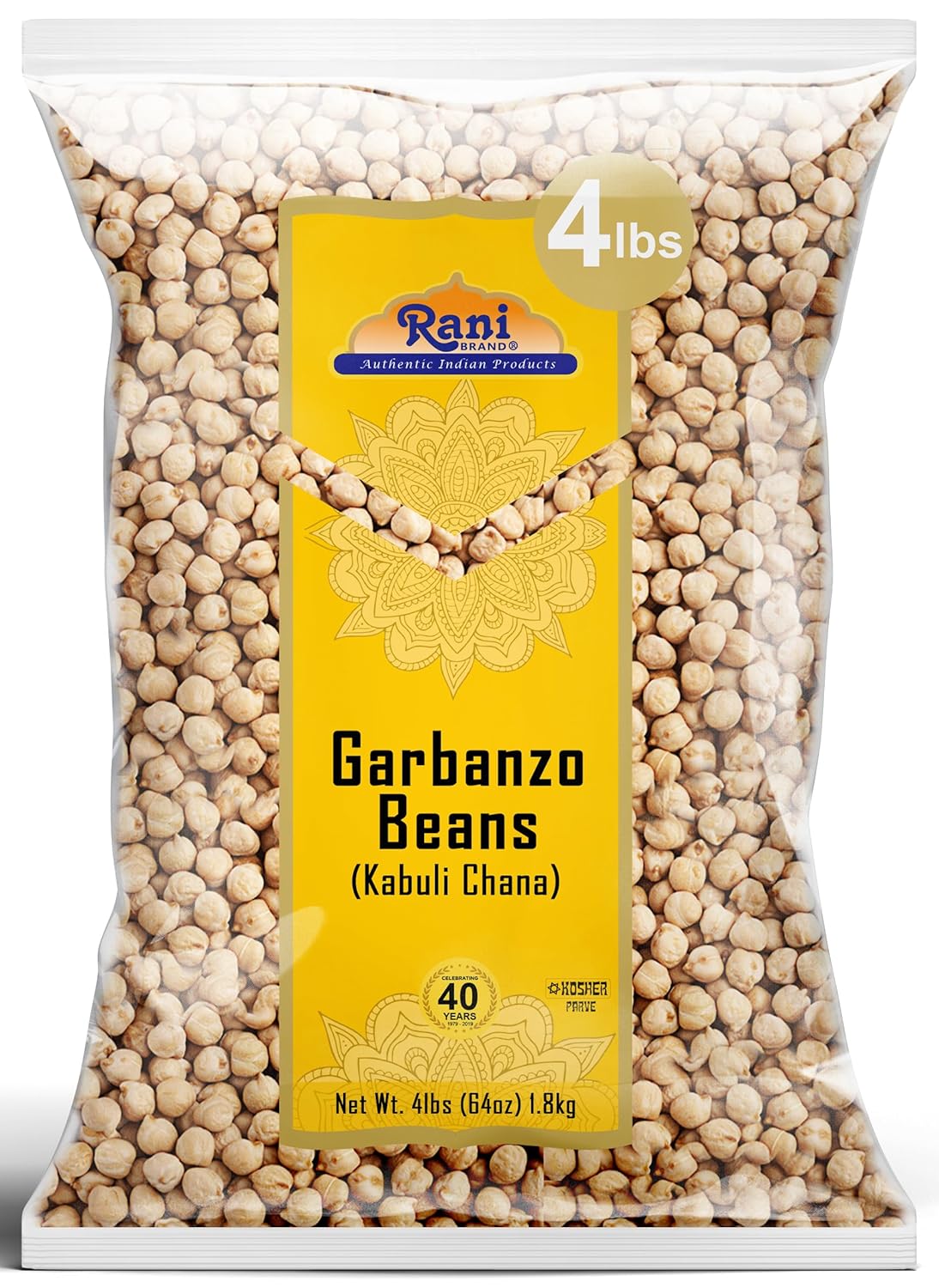 Rani Garbanzo Beans (Kabuli Chana) 64oz (4lbs) 1.81kg Bulk ~ All Natural | Vegan | Gluten Friendly | NON-GMO | Kosher | Indian Origin