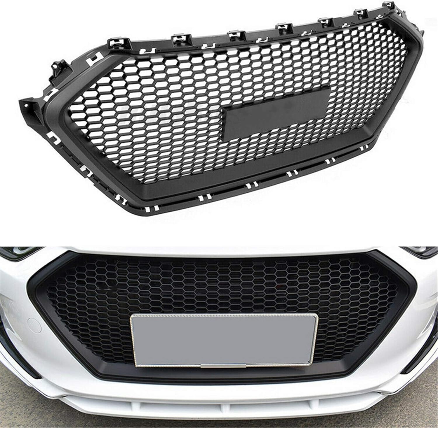 ABS Plastic Front Bumper Grill Mesh Hood Front Center Middle Grille, Front Bumper Grille Replacement for Elantra 2017 2018