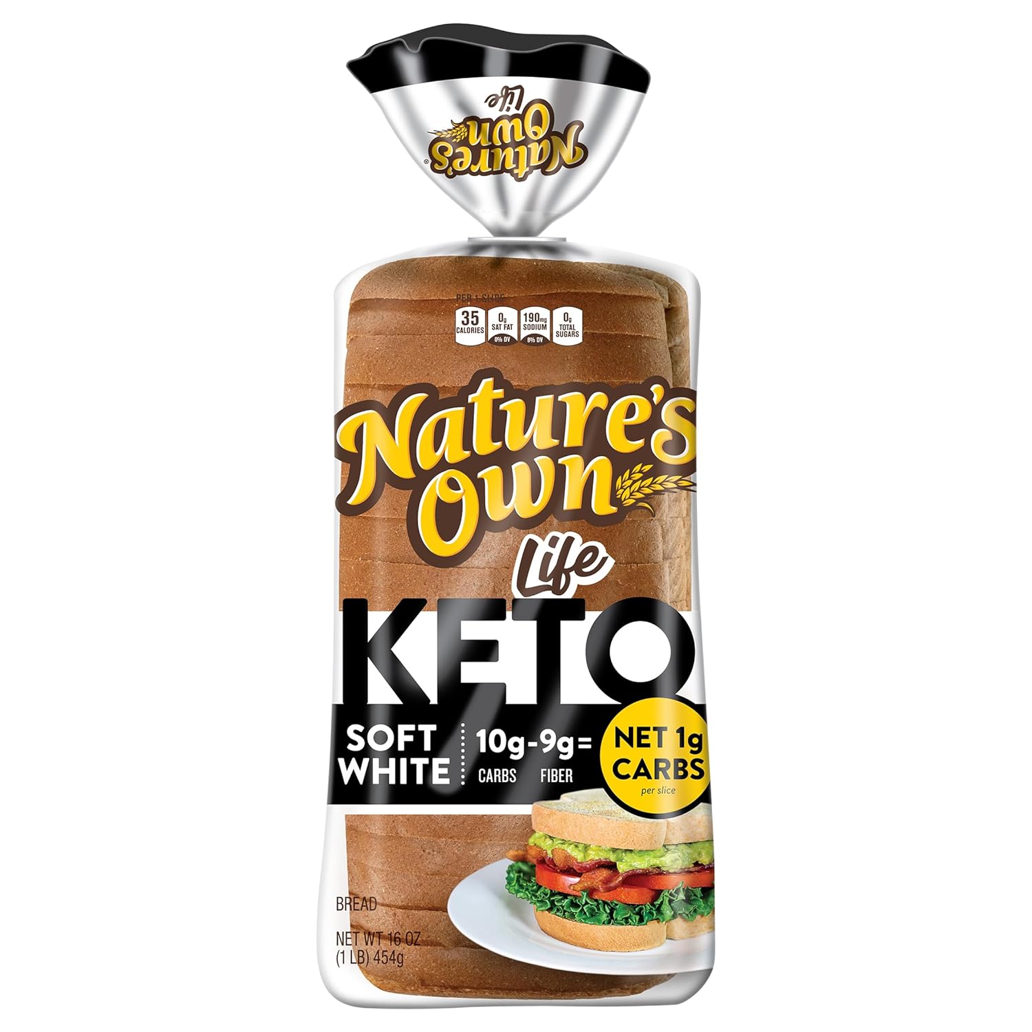 Nature's Own Life Keto Soft White Bread, Net 1 Carb Sliced White Keto Bread, 16 oz Loaf