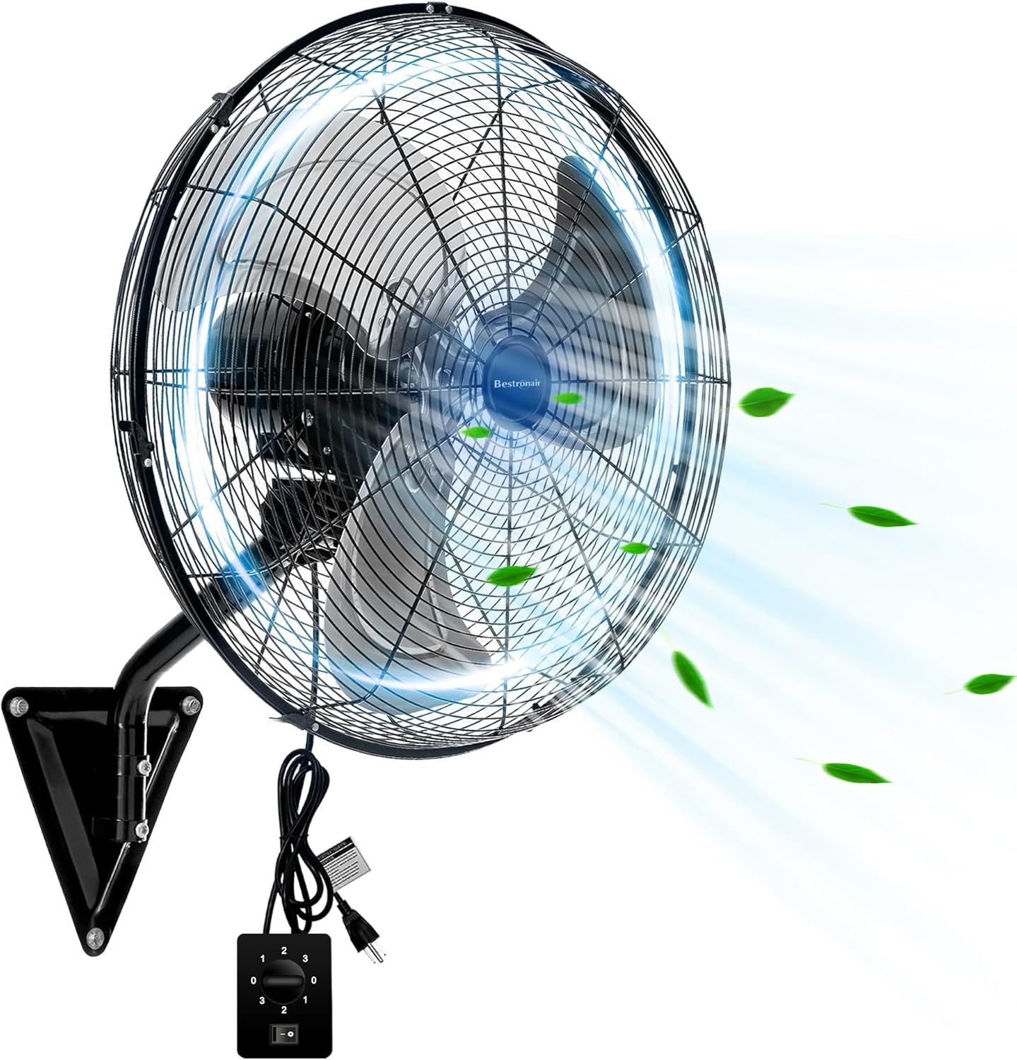 Wall Mount Fan Oscillating,Industrial Heavy Duty Metal 3 Speed Fan,20 Inch High Velocity Adjustable Tilt,Use for Garage, Shop,Warehouse, Patio, Factory and Homes.