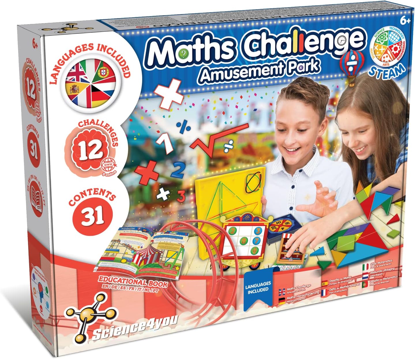Science4you Educational 12 Maths Challenges-Montessori Board Games for 5 6 7 8+ Year olds, Kids Learning STEM Toys Age 6+