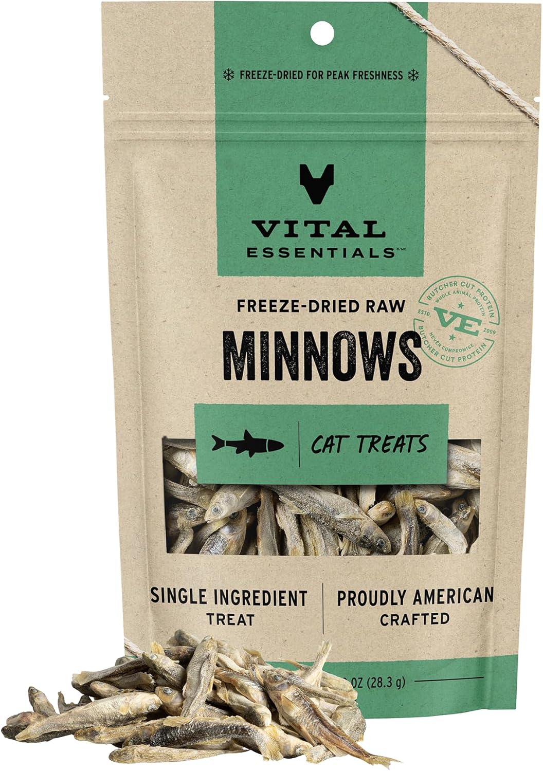 Vital Essentials Minnows Cat Treats, 1 oz | Freeze-Dried Raw | Single Ingredient | Grain Free, Gluten Free, Filler Free