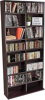 Atlantic Oskar Adjustable Media Cabinet - Holds 464 CDs, 228 DVDs or 276 Blu-rays, 12 Adjustable and 4 fixed shelves PN in Espresso