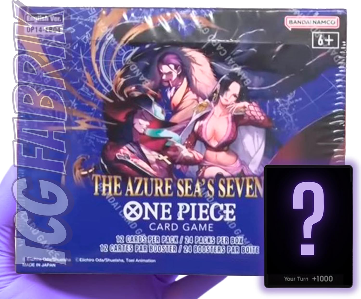 OP14 The Azure SEA'S Seven Booster Box English OP-14 Booster Box Display Factory Sealed for OP14 One Piece Cards English TCG (24 Packs) + Custom TCG Fabrik Don Card