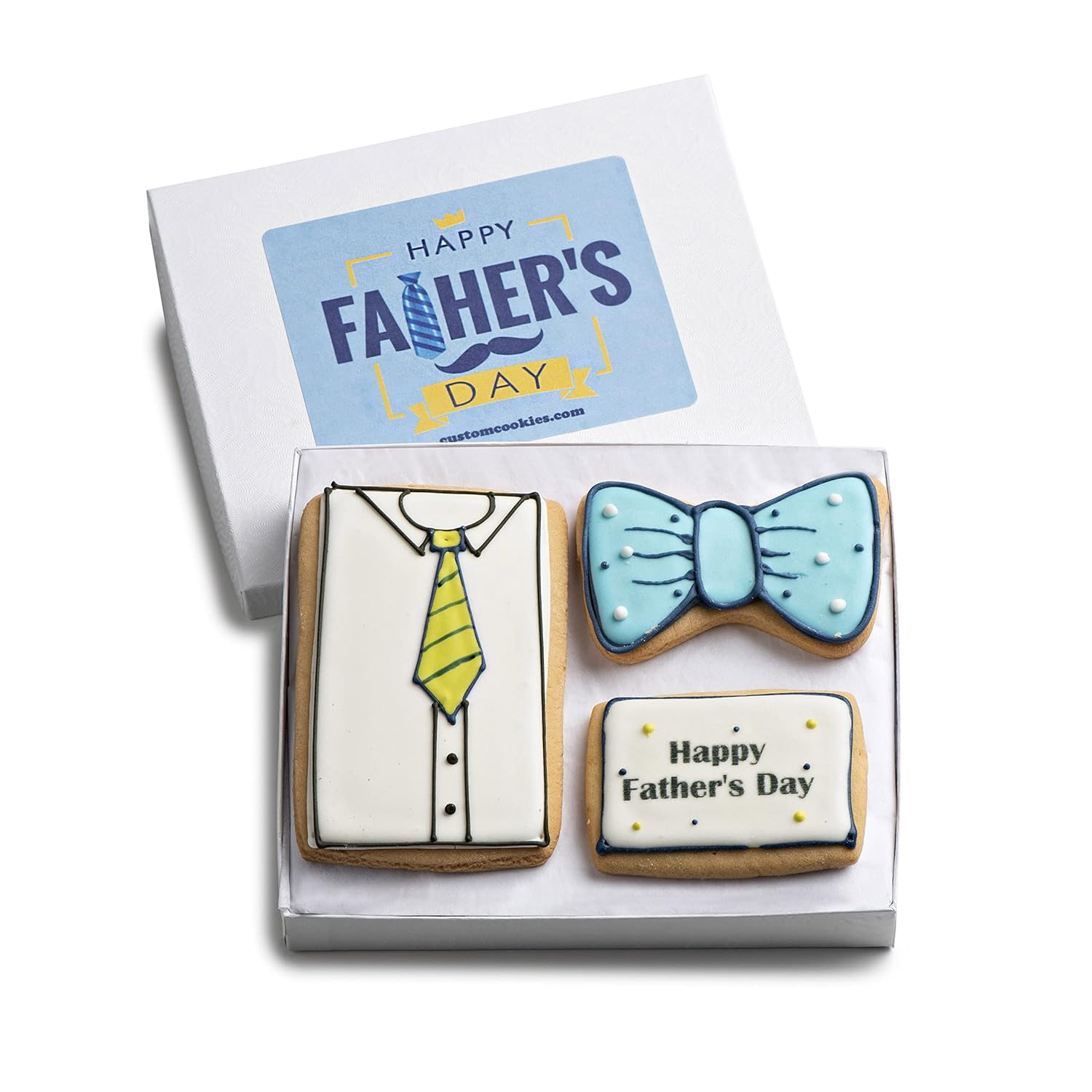 Happy Fathers Day Cookies Gift Basket, Hand Decorated Vanilla Sugar Cookies Gourmet Unique Father’s Day Food Gifts, For Dad, Father In Law, Stepfather, Husband, Kosher, 3 Count