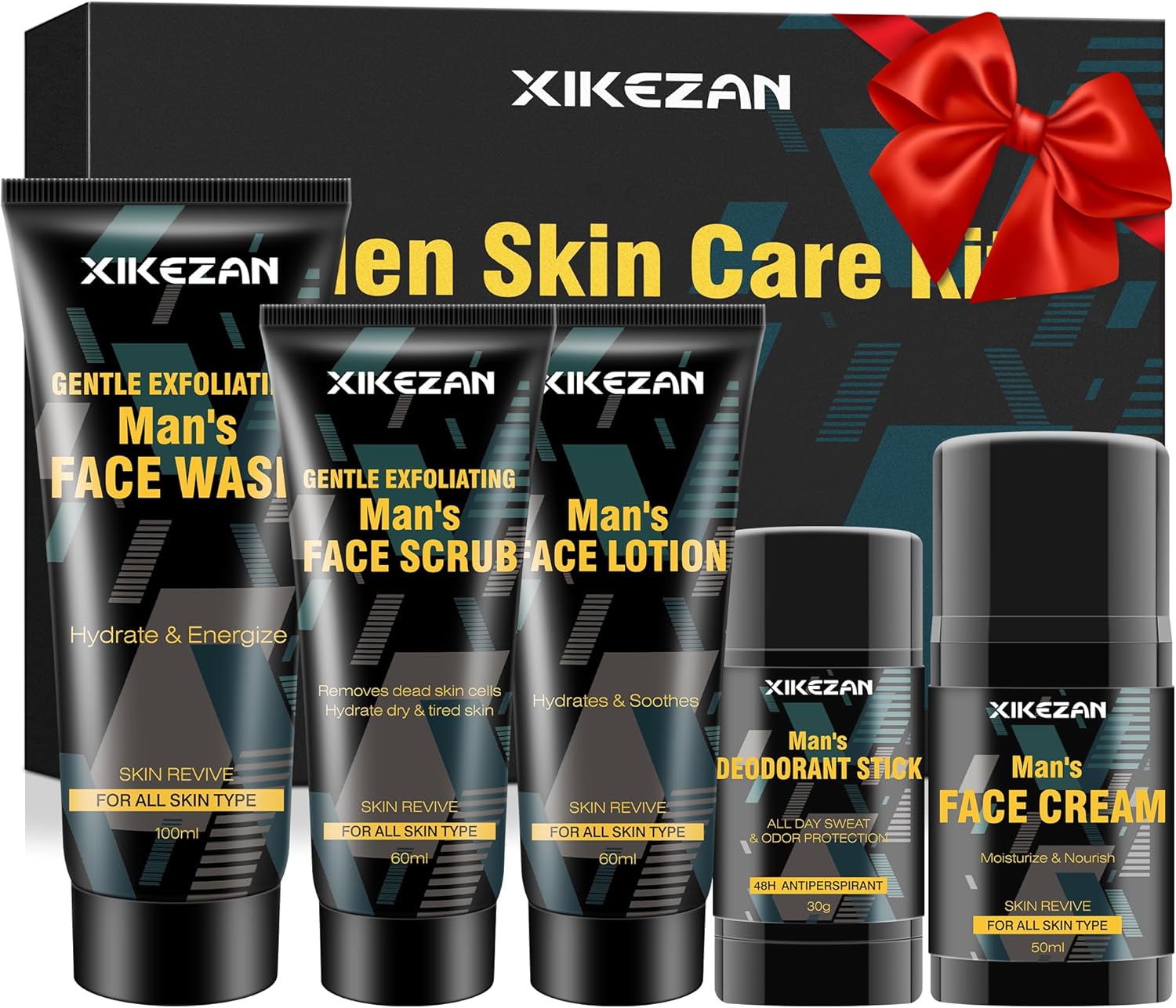 XIKEZAN Mens Gifts for Men,Mens Skin Care Kit,Nourishe & Hydrate Skin w/Face Wash,Scrub,Lotion,Cream,Deodorant,Skin Care Set Unique Christmas Gifts for Men Him Dad Daddy Husband Boyfriend Teen Boys