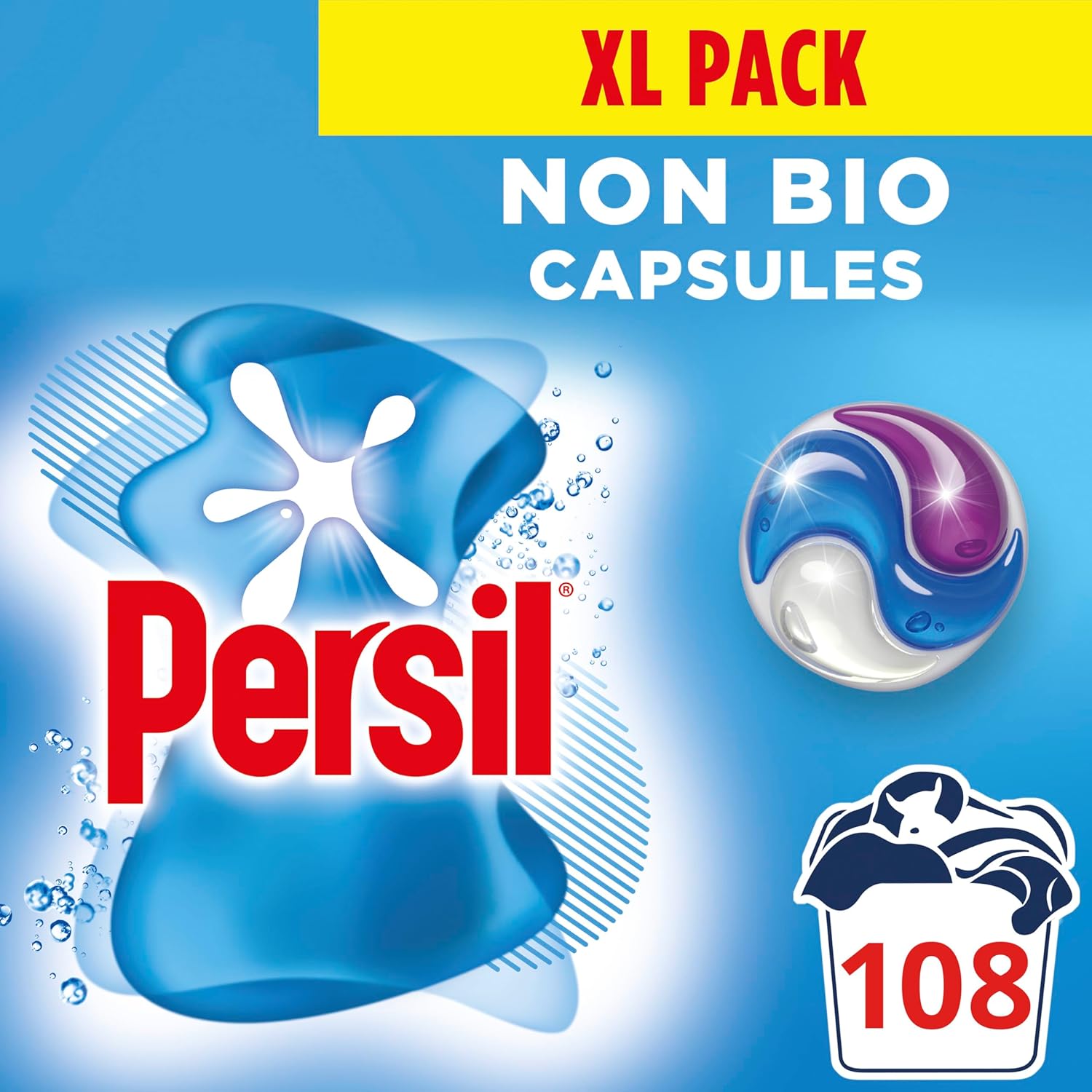 Persil Non Bio 3 in 1 Washing Capsules laundry capsules gentle next to sensitive skin for outstanding stain removal in quick & cold washes 108 washes (3x 36)