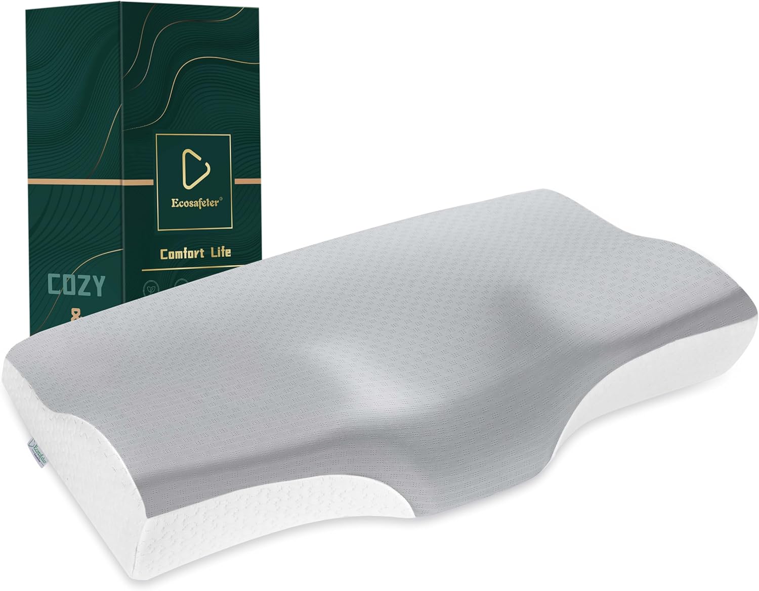 Ecosafeter 2026 New Upgrade Memory Foam Contour Pillow for Neck and Shoulder Pain-Ergonomic Orthopedic Cervical Support Pillow for Back and Stomach Sleepers