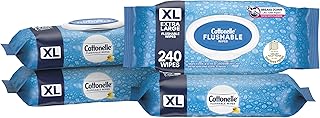 Cottonelle XL Flushable Wet Wipes, Large Adult Wipes, 4 Packs with 60 Wipes Each, for Sensitive Skin