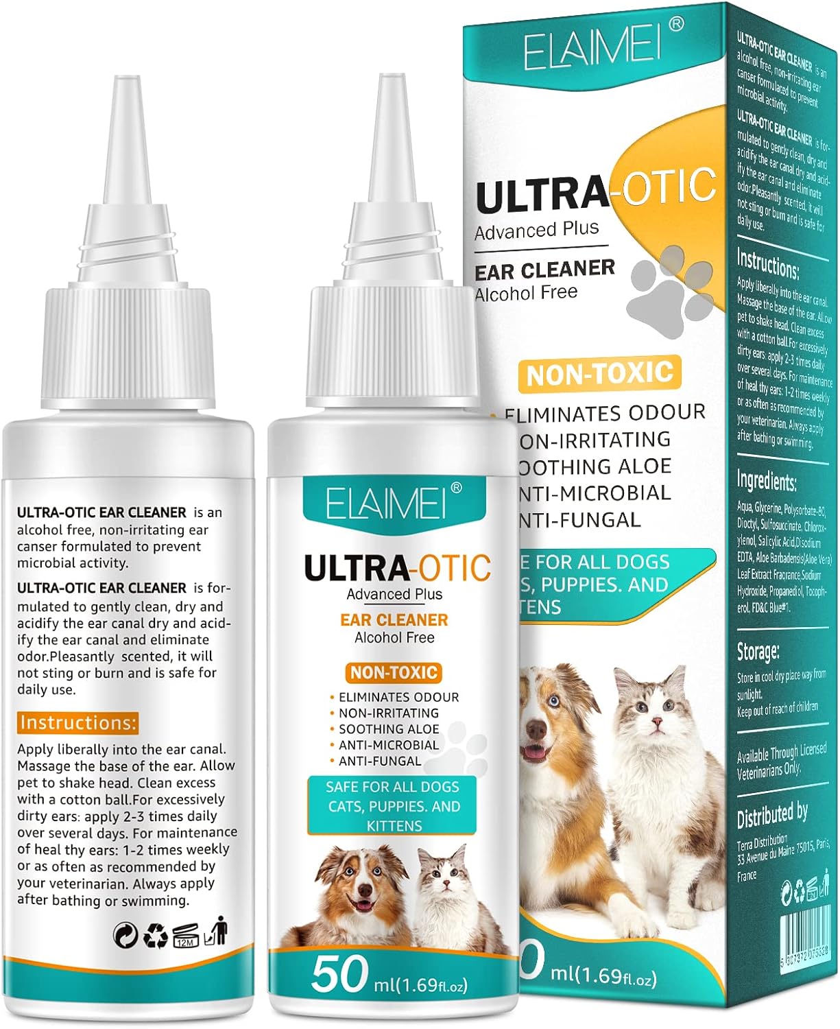 JSBNQRMZ Ear Care For Dogs,50ml Ear Cleaner For Dogs Provides Relief For Yeast Infection,Itching And Odours-Ear Drops for Dogs Is An Antibacterial Dog Ear Cleaner For Puppy,Cats And Dogs