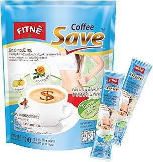 FITNE Instant 3 In 1 Coffee Packets Mix With Herbs Cinnamon Garcinia Safflower Spice Latte Smooth Blend No Sugar Sucralose Sweetener, 10 Sticks