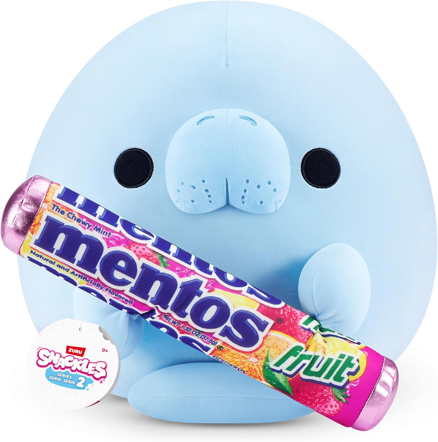 Snackles Series 2 Wave 2, Snack Swap, Sea Cow, Manatee, 20 cm by ZURU Cuddly Squishy Comfort Plush with License Snack Brand Accessory (Sea Cow, Mentos)