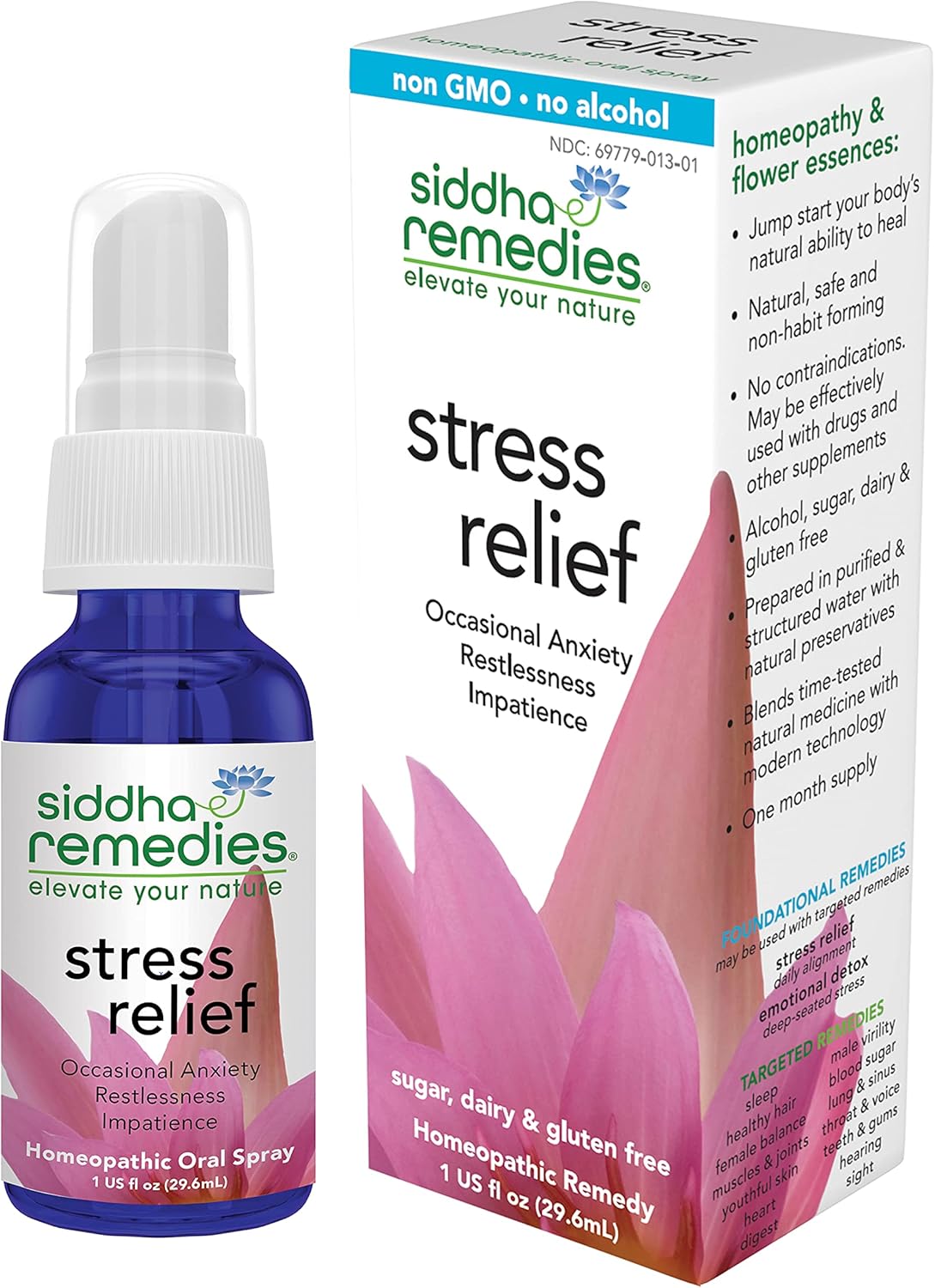 Siddha Remedies Stress Relief Homeopathic Oral Spray for Worry, Irritability & Restlessness | 100% Natural Homeopathic Medicine Remedy with Flower Essences for Relaxing & Calming The Mind