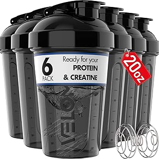 -6 PACK- 20 OZ Protein Shaker Bottles for Protein Mixes, Shaker Cups for Protein Shakes, Small Shaker Bottle Pack, Shaker Cup, Shakers for protein Shakes (20 OZ - 6 PACK BLACK)