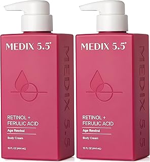 Medix 5.5 Retinol Body Cream Firming Moisturizer & Crepey Skin Care Treatment Lotion (Pack of 2)