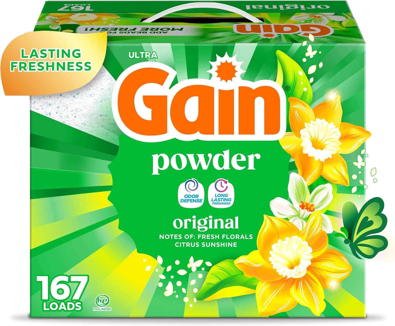 Gain Powder Laundry Detergent, Original Scent, 167 Loads, 154 OZ