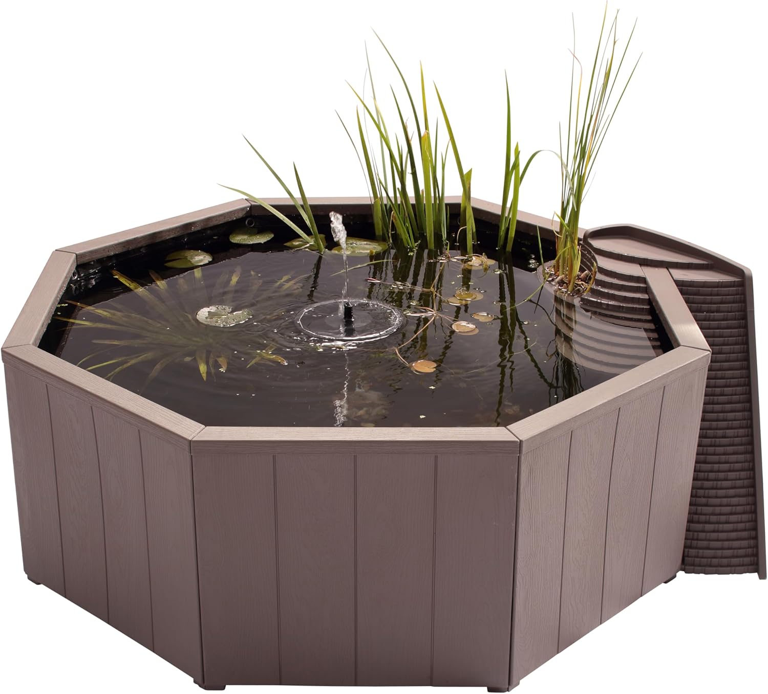 Blagdon Liberty No Dig Nature Pool, Raised Pond for Garden or Patio, Click Fit Easy Construction, with Floating Solar Fountain Pump, Bird Landing Platform, Wildlife Access Ladder and Planting Pocket