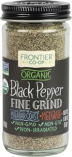 Frontier Co-op Organic Fine Ground Black Pepper, 1.8 Ounce Bottle, Full-bodied Flavor and Aroma, Kosher