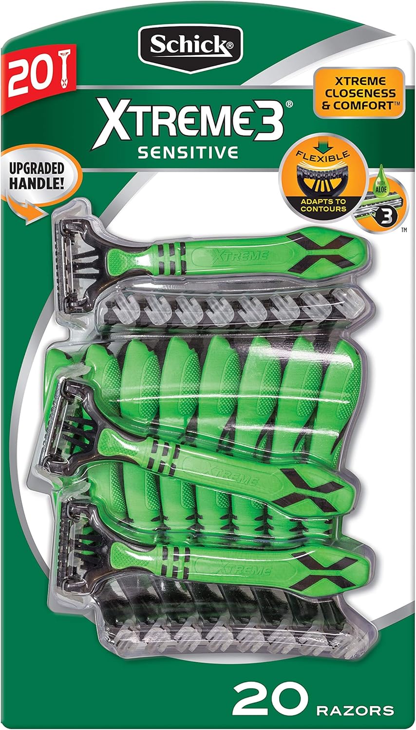 Schick Xtreme 3 Blade Sensitive Razor with Vitamin E & Aloe (20ct)
