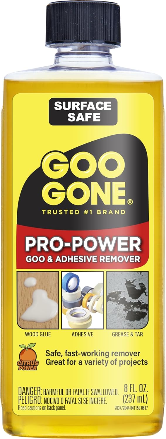 Goo Gone Pro Power Adhesive Remover - 8 Ounce - Use on Silicone, Caulk, Contractor's Adhesive, Tar, Adhesive, Grease, Gum, Decals