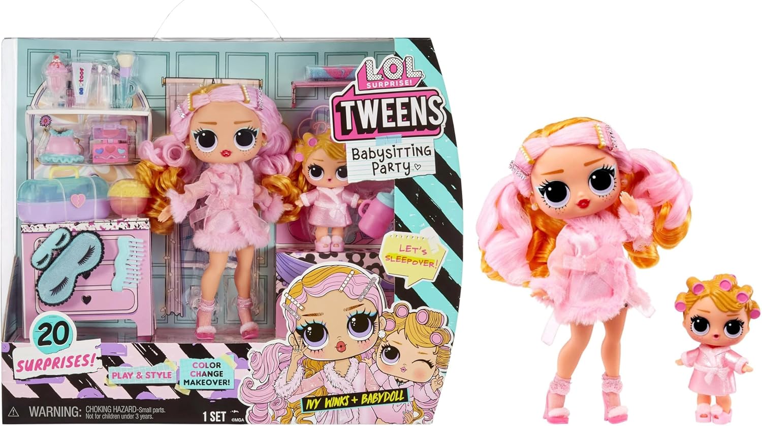 L.O.L. Surprise Tweens Babysitting Sleepover Party (2 Dolls) with 20 Surprises- 1 Fashion Doll & 1 Collectible Doll, Holiday Toy Playset, Great Gift for Kids Ages 4