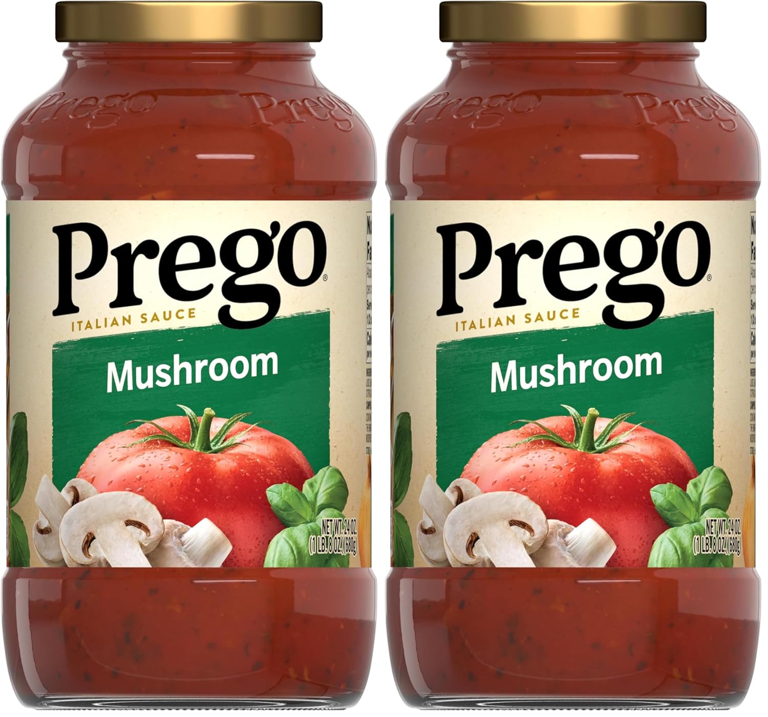 Prego Mushroom Pasta Sauce, 24 oz Jar (Pack of 2)