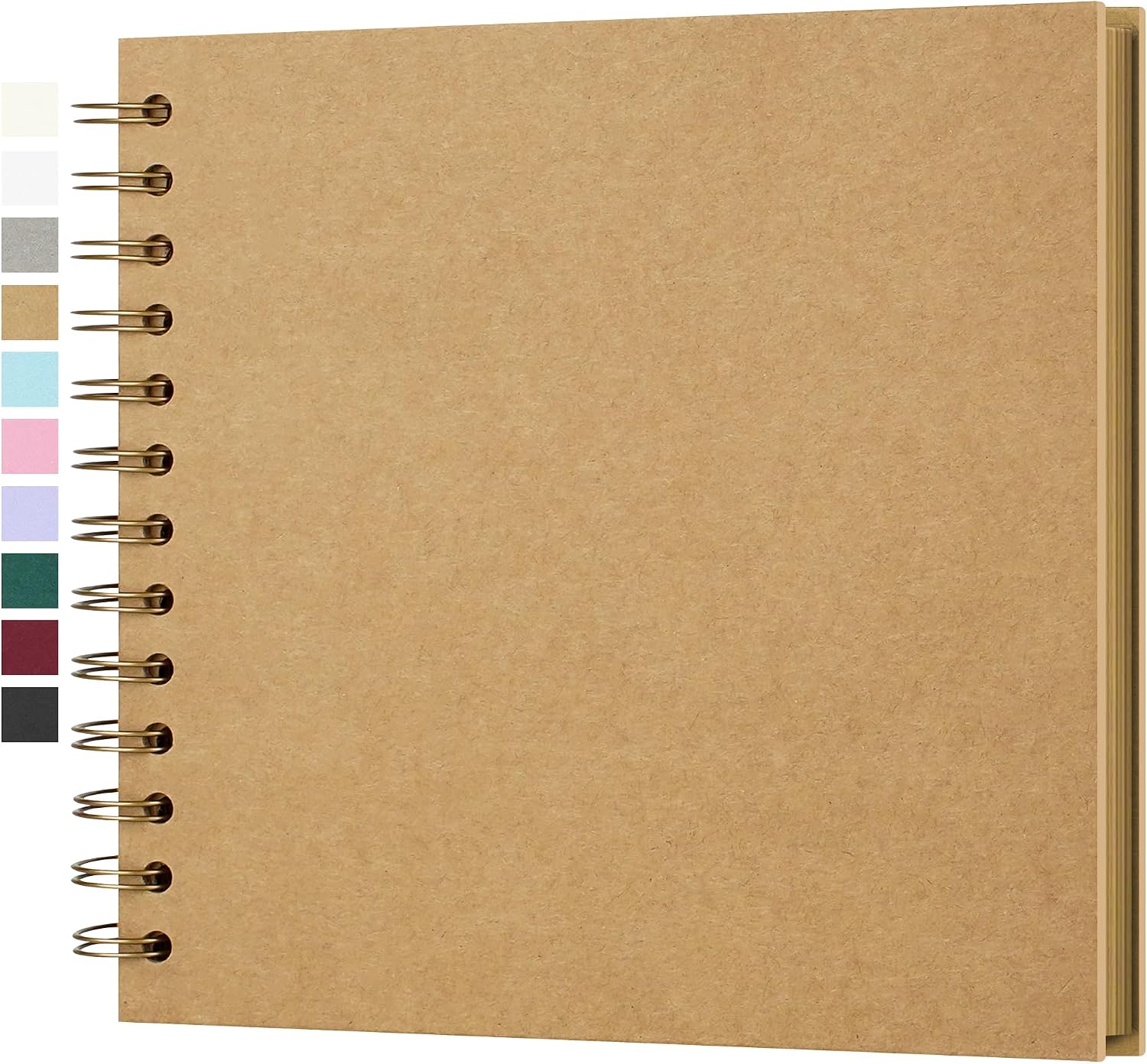 Yopih DIY Scrapbook Album, Personalised Wedding Guest Book & Memory Album for Family Photos, Birthdays & Travel, 18x18 cm Hardcover Kraft Paper, 20 Sheets (40 Pages), Brown