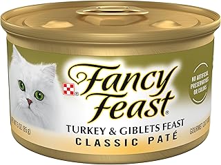 Purina Fancy Feast Pate Turkey and Giblets Feast Classic Grain Free Wet Cat Food Pate - (Pack of 24) 3 oz. Cans