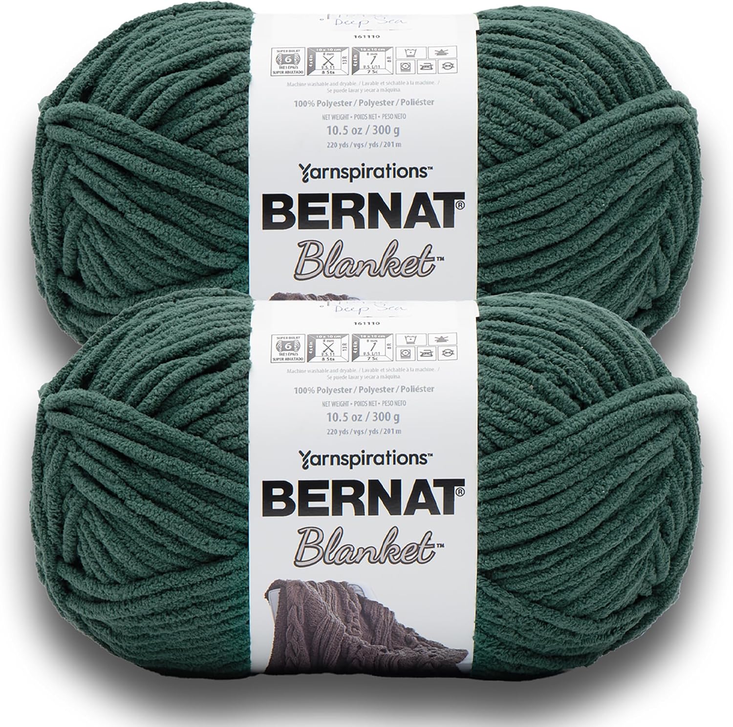 Bernat Blanket Yarn Super Bulky Soft Chenille Yarn Deep Sea 2-Pack