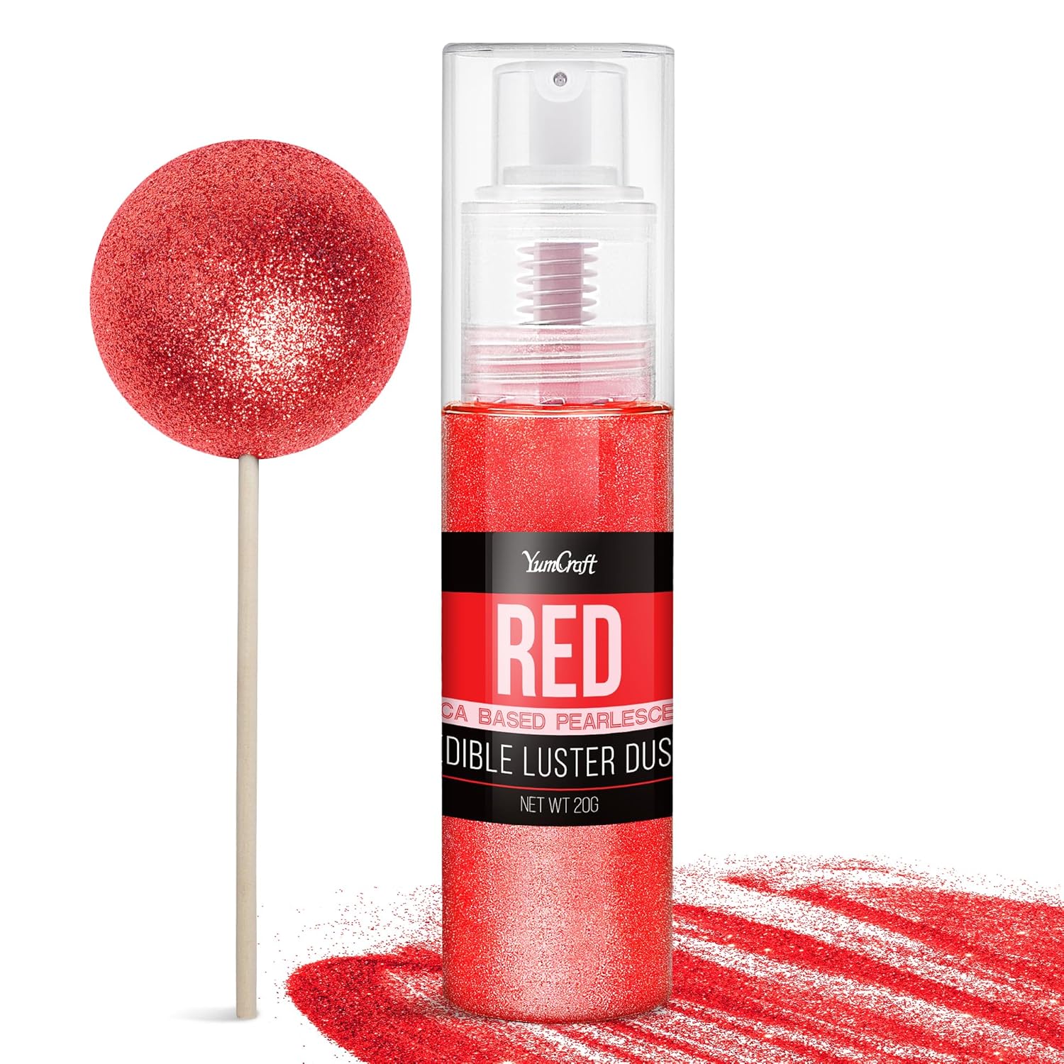 Edible Glitter Spray - 20g Luster Dust Edible Food Grade Glitter for Cake Decorating, Cocktails, Drinks - Shimmer Dust Powder Metallic Food Coloring Powder for Cookie, Candy, Icing (Red)
