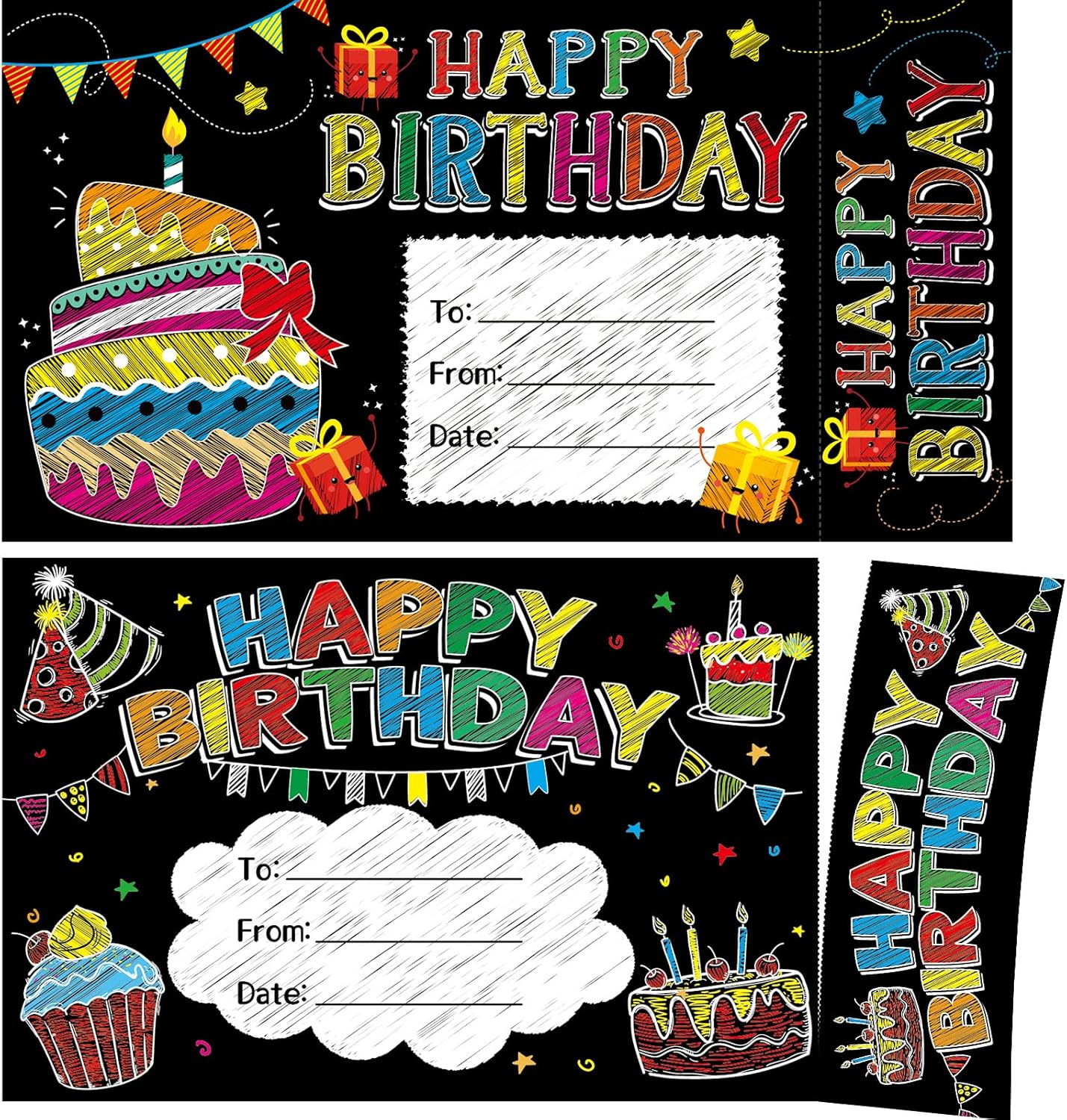 Fancy Land Chalkboard Happy Birthday Certificates with Bookmarks 32 Pcs Classroom School Student Supply