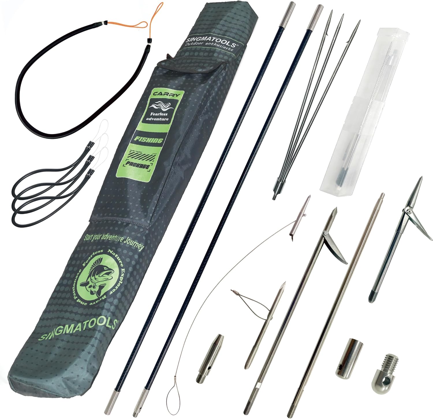 Hawaiian Sling Fishing Spear, 7 ft Carbon Fiber Pole 2-Piece Polespears for Spearfishing, Free Diving, Scuba Diving, Snorkeling