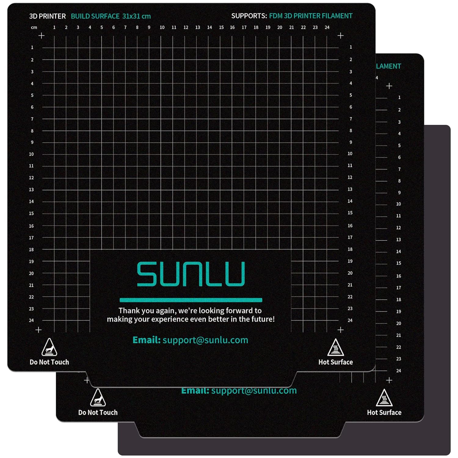 SUNLU 3D Printer Flexible Removable Magnetic Platforms，310*310mm(12.2*12.2 inch), 3D Printer Build Surface Heated Bed, For 99% FDM 3D Printer, 2 Pcs Magnetic Removeable Print Bed Sticker +1 Pcs Base