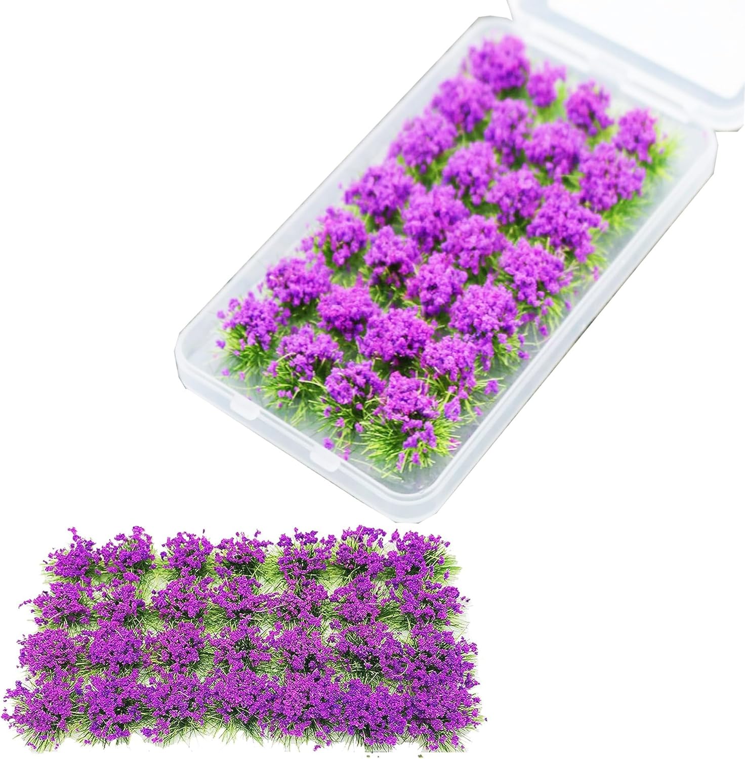 Cayway 28 PCS Flower Cluster Model Flower Vegetation Groups Grass Tufts Set, Purple Miniature Static Scenery Model for DIY Architecture Building Garden Scenery Landscape