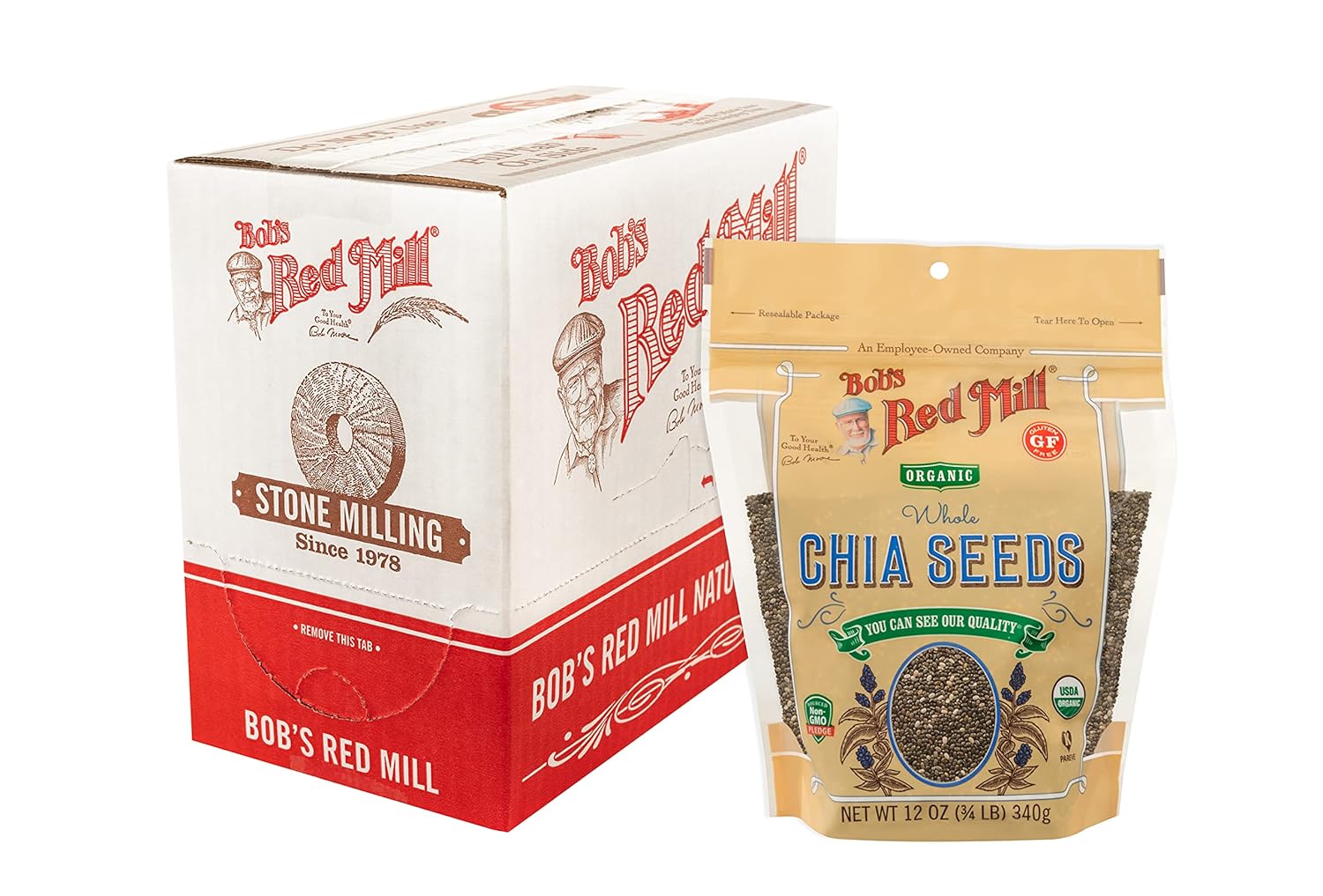 Bob's Red Mill Organic Chia Seed, 12oz (Pack of 5) - Non GMO, Vegan, Keto Friendly, Paleo Friendly, Kosher