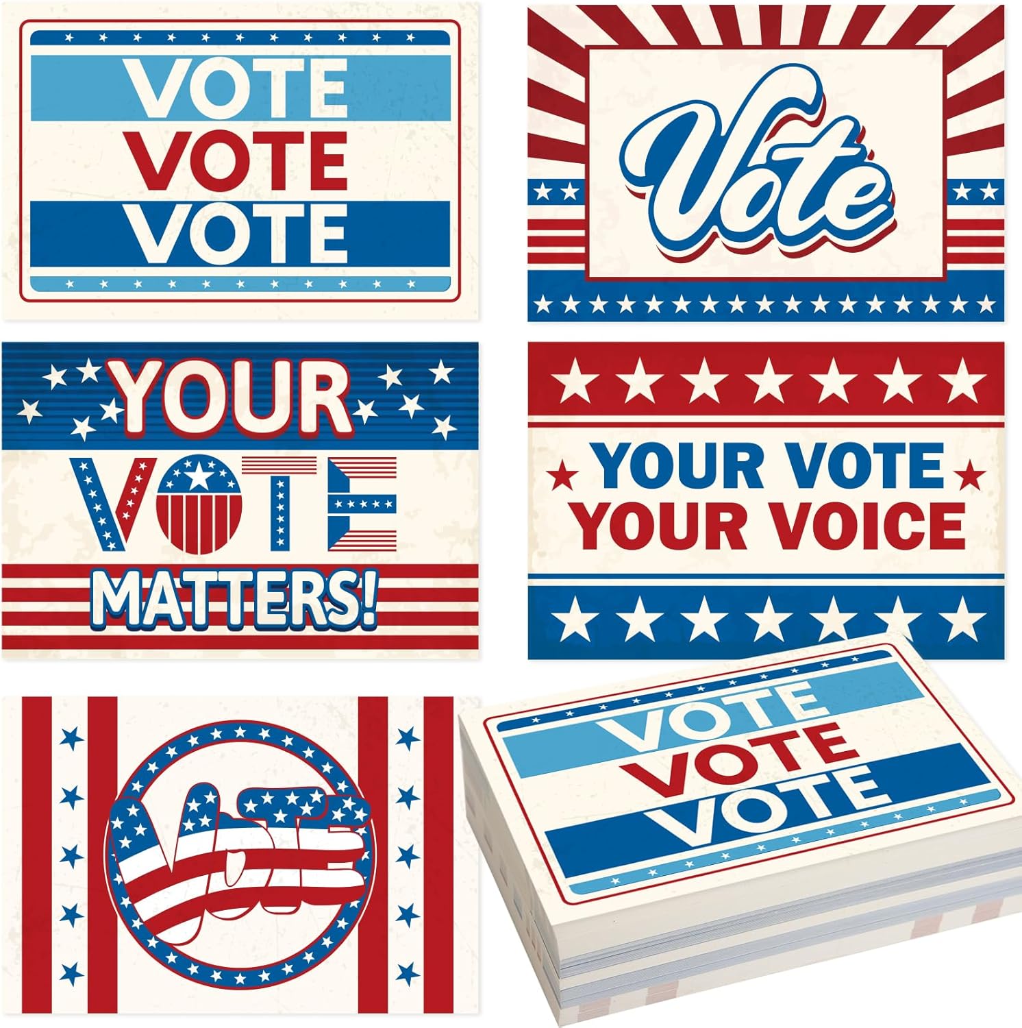 ceiba tree 120 Vote Postcards Vintage White Red Blue Blank Patriotic Theme Election Post Card