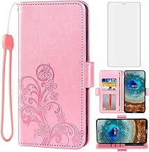 Asuwish Compatible with Nokia X10/X20 Wallet Case and Tempered Glass Screen Protector Flip Purse Wrist Strap Credit Card Holder Stand Cell Phone Cover for NokiaX10 10X NokiaX20 5G Women Men Rose Gold
