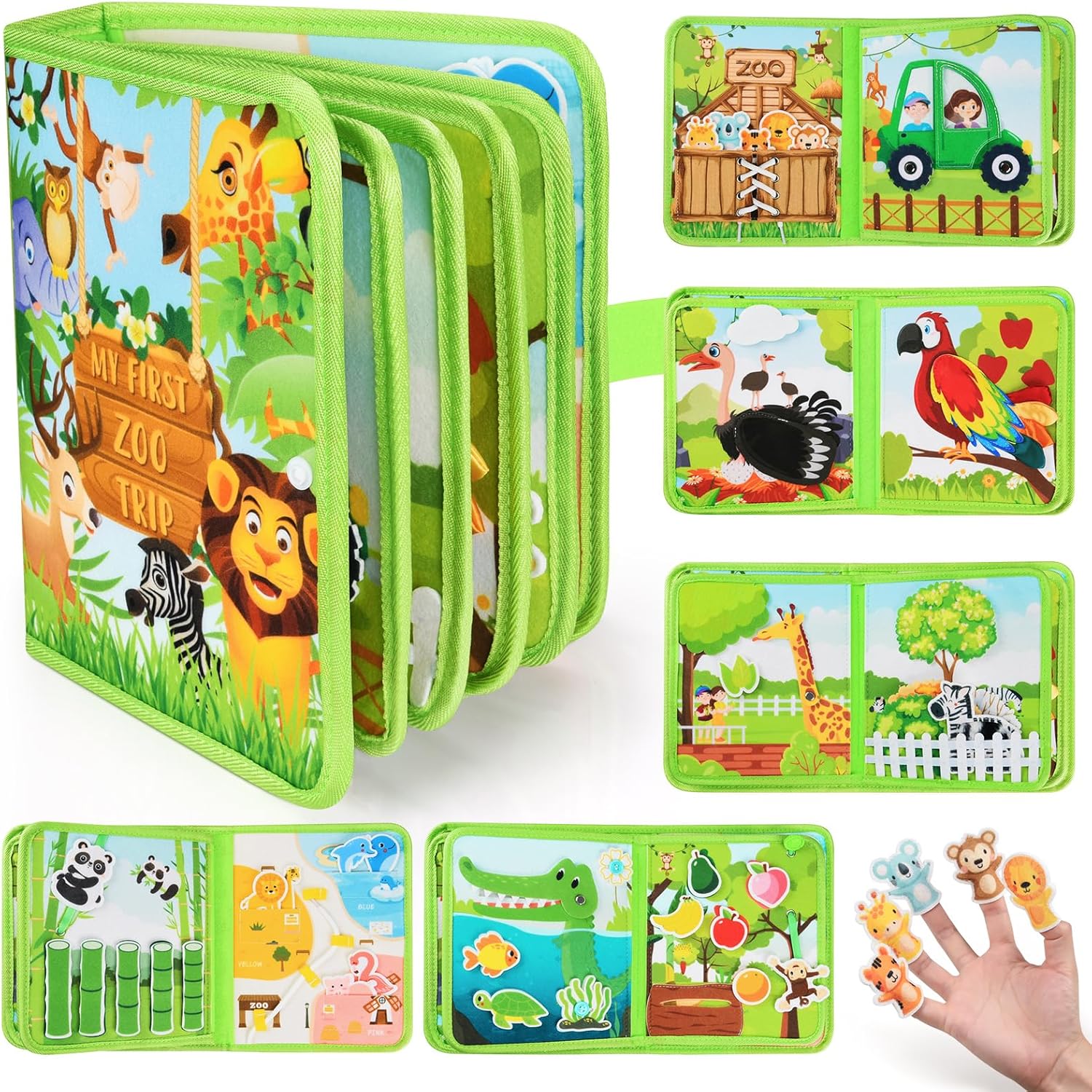 Asten Busy Book for Toddlers 1-3, Busy Board for 1 Year Old Montessori Toys, Quiet Activity Educational Sensory Toy Birthday Gift for Girls Boys Travel Plane Car