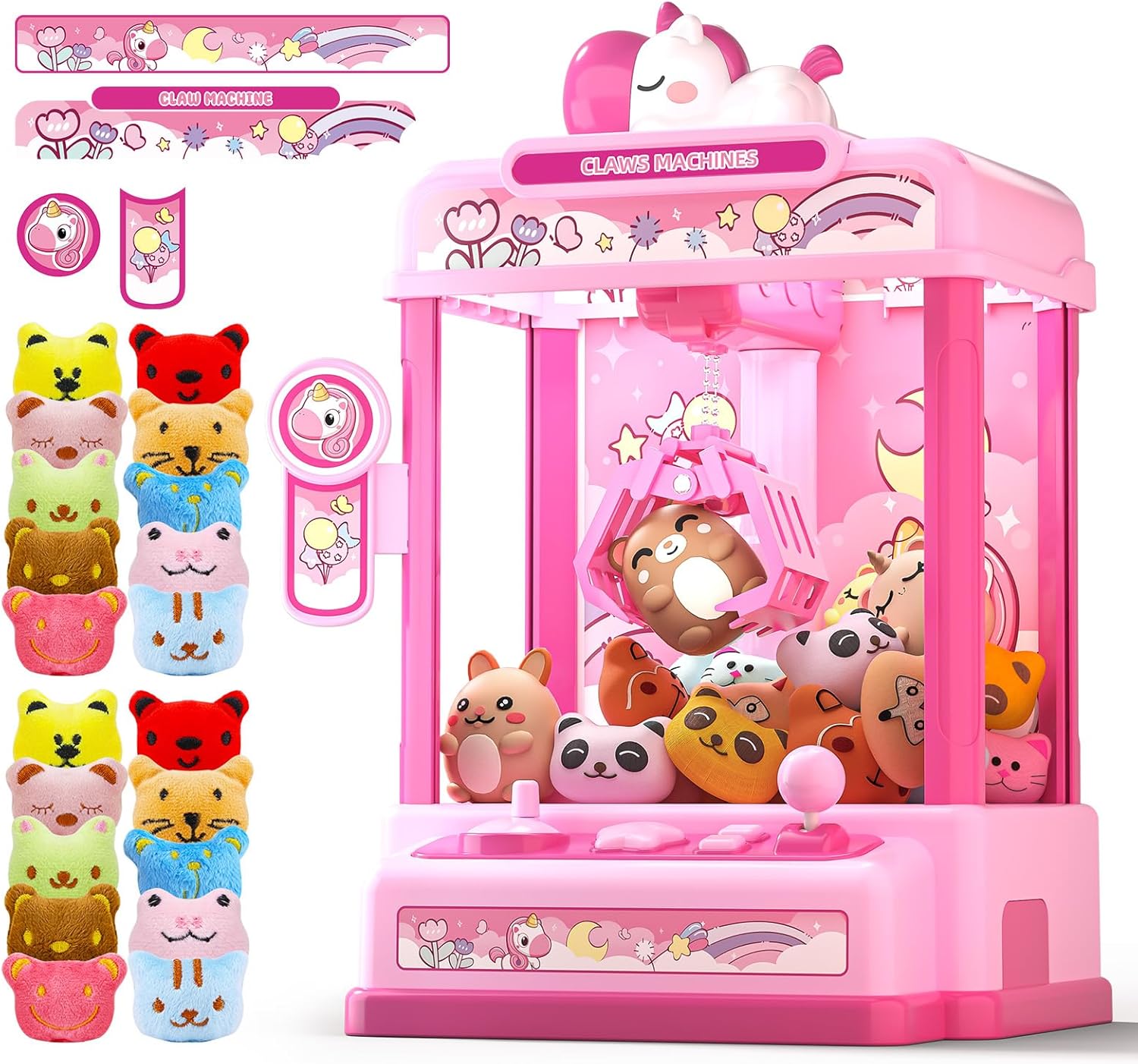 Skirfy Claws Machines for Kids Age 6+, Mini Vending Machines Girls Unicorns Toys with Sound & 20 Mini Plush Toys,Arcades Game Indoor Toy for Home Party Birthday