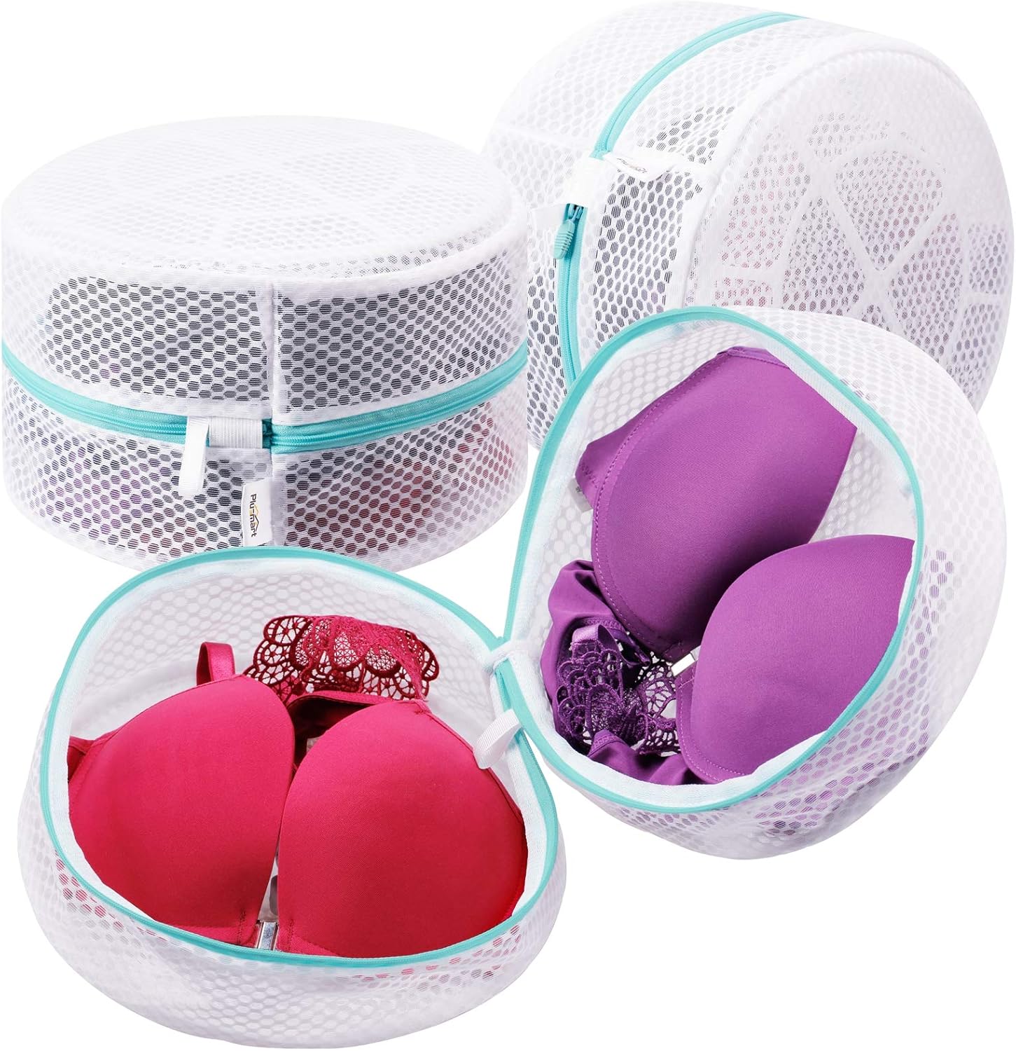 Plusmart Large Mesh Lingerie Bags for Laundry, Bra Washing Bag for Washing Machine/Washer, F to G Cup, 3 Pack White
