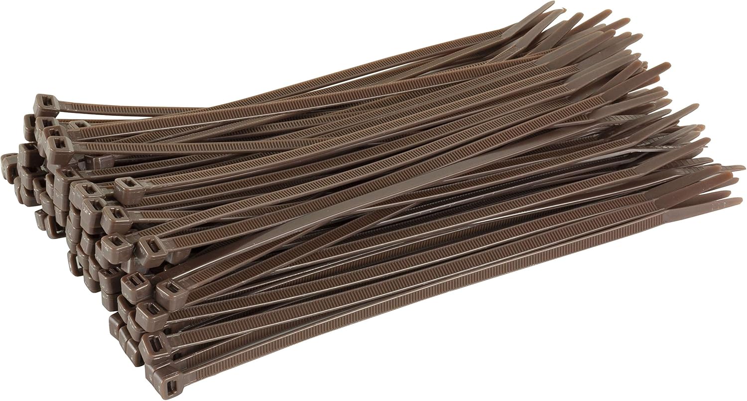 GTSE 12 Inch Brown Heavy Duty Zip Ties, 100 Pack, 120lb Strength, UV Resistant Nylon Cable Ties, Self-Locking 12" Tie Wraps