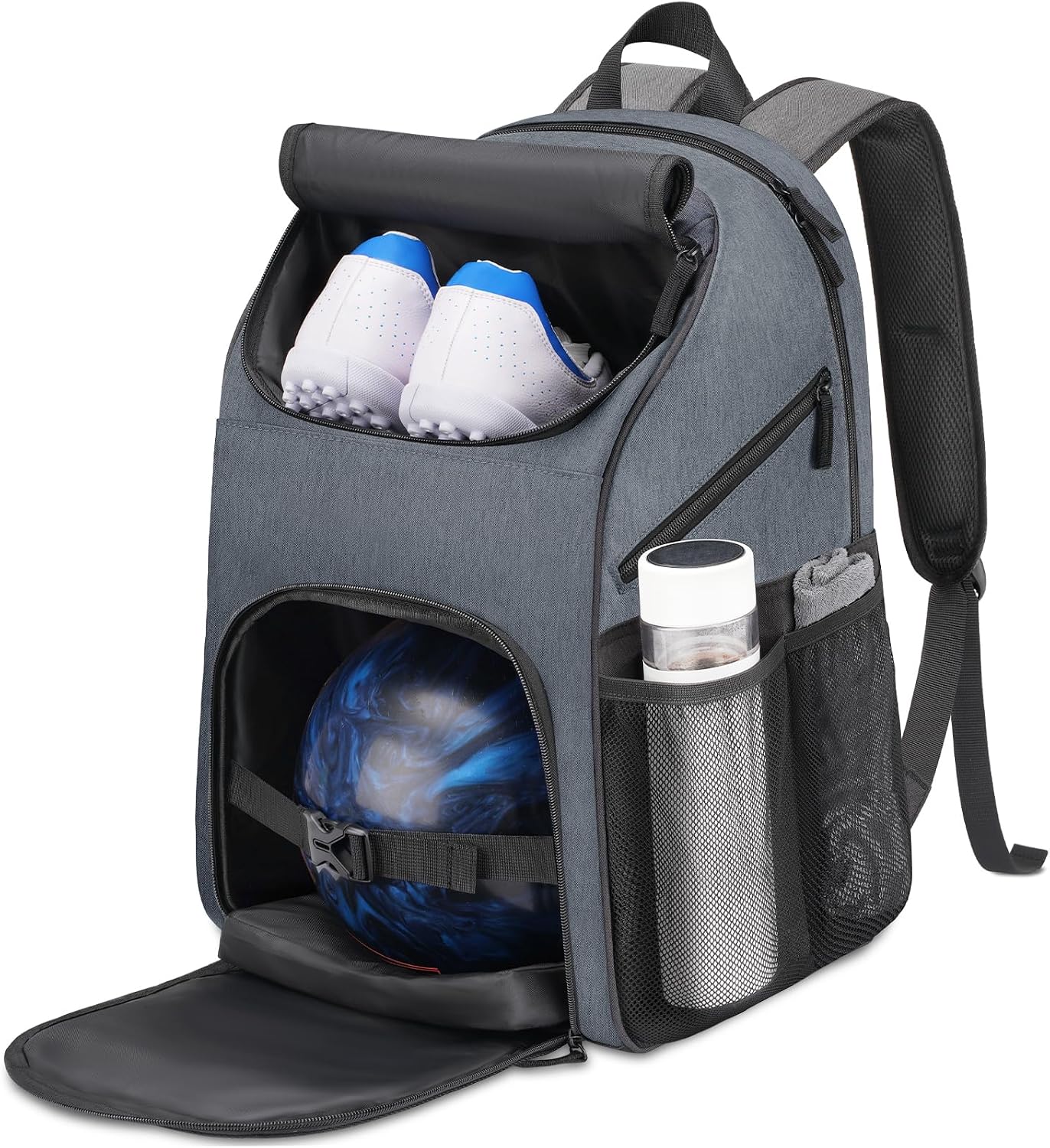 Bosynoy Bowling Backpack, Single Bowling Ball Bag with Shoe Compartment