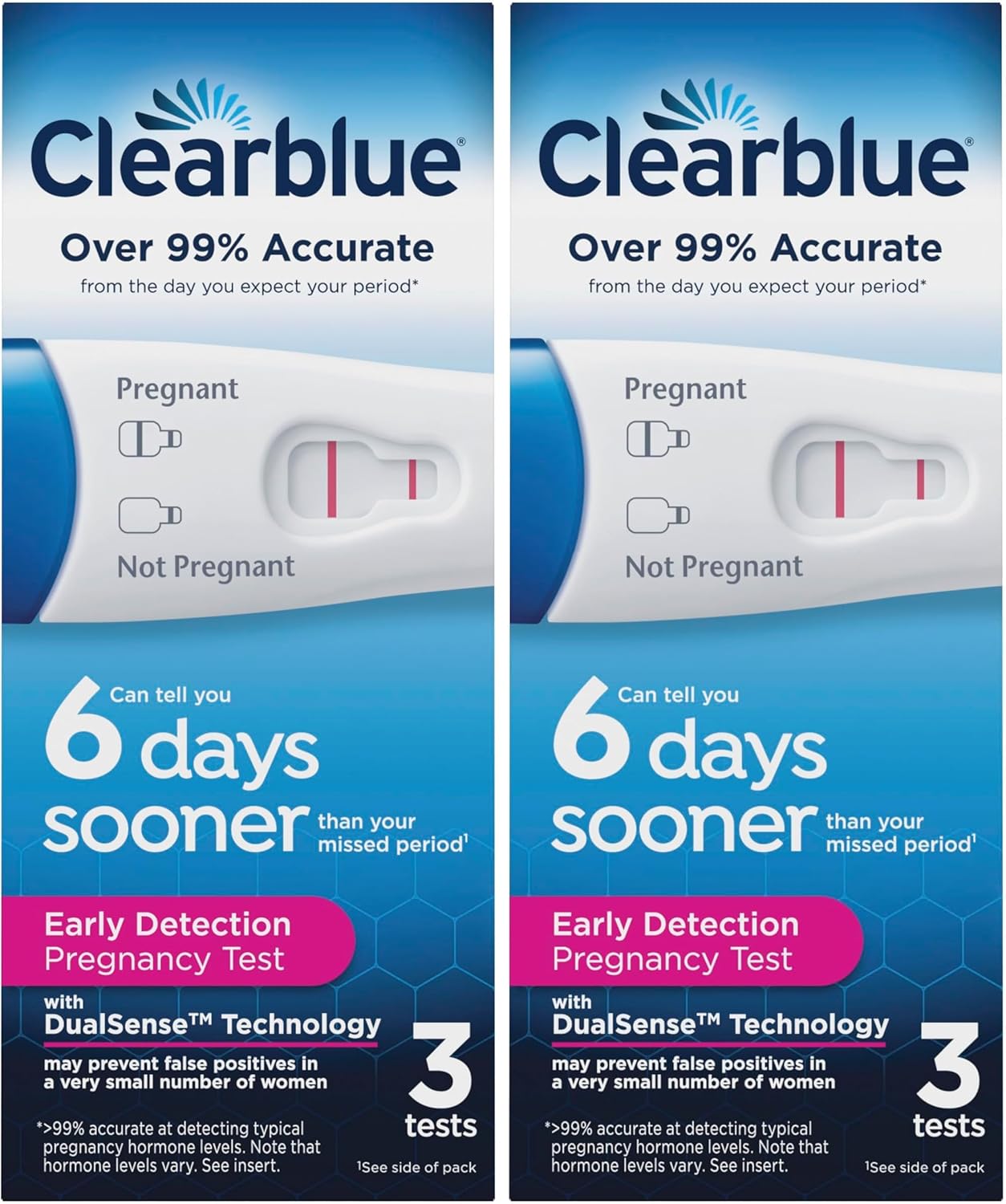 Clearblue Early Detection Pregnancy Test, 3 Ct (Pack of 2)